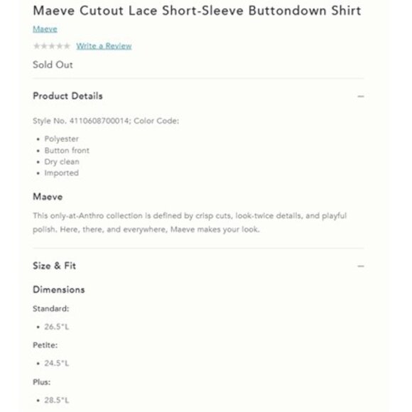 NWT-Anthropologie-Maeve-Cutout Lace Short Sleeve Shirt - White - XL - Picture 11 of 11